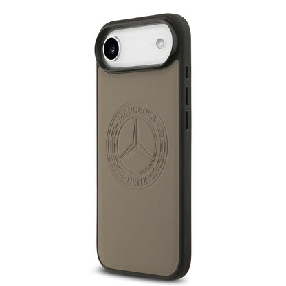 Apple iPhone 17 Air Kılıf Mercedes Benz Orjinal Lisanslı M-safe Şarj Özellikli Hakiki Deri Nostaljik Yıldız Dizayn Kapak Siyah