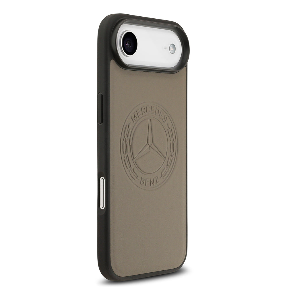 Apple iPhone 17 Air Kılıf Mercedes Benz Orjinal Lisanslı M-safe Şarj Özellikli Hakiki Deri Nostaljik Yıldız Dizayn Kapak Siyah