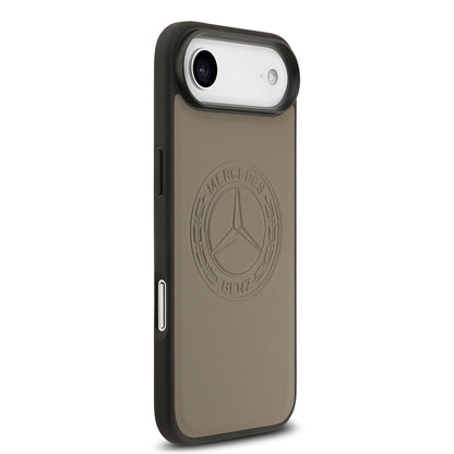 Apple iPhone 17 Air Kılıf Mercedes Benz Orjinal Lisanslı M-safe Şarj Özellikli Hakiki Deri Nostaljik Yıldız Dizayn Kapak Siyah