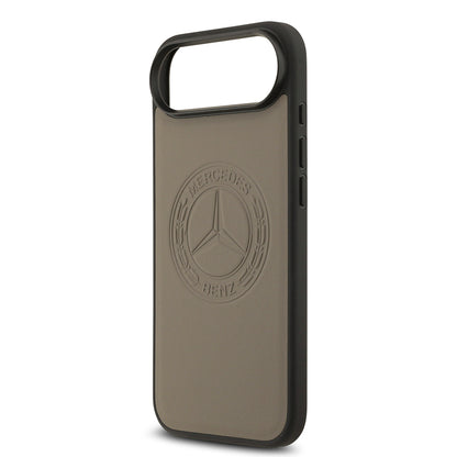 Apple iPhone 17 Air Kılıf Mercedes Benz Orjinal Lisanslı M-safe Şarj Özellikli Hakiki Deri Nostaljik Yıldız Dizayn Kapak Siyah