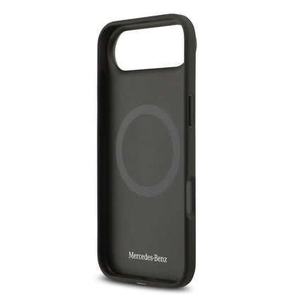 Apple iPhone 17 Air Kılıf Mercedes Benz Orjinal Lisanslı M-safe Şarj Özellikli Hakiki Deri Nostaljik Yıldız Dizayn Kapak Siyah