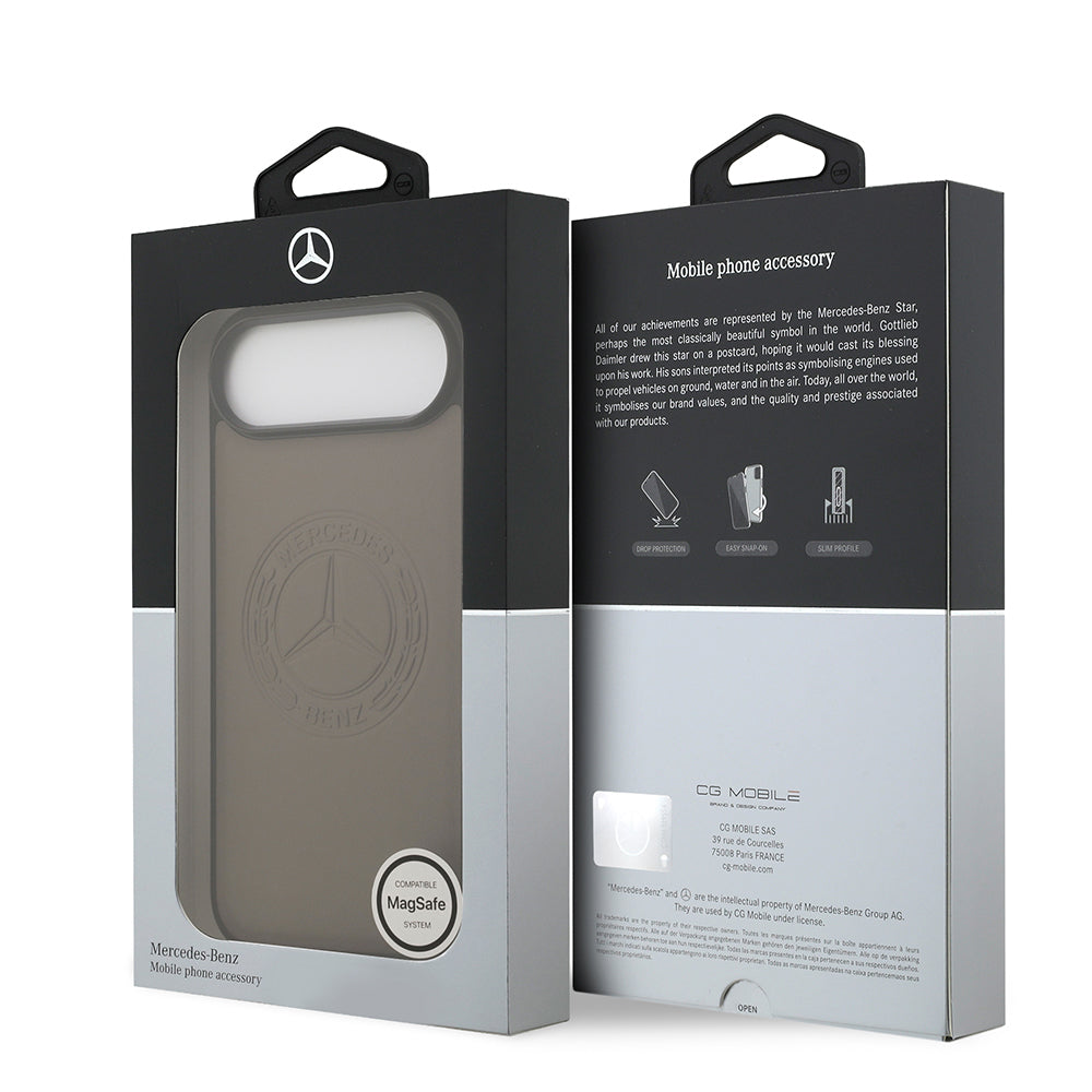 Apple iPhone 17 Air Kılıf Mercedes Benz Orjinal Lisanslı M-safe Şarj Özellikli Hakiki Deri Nostaljik Yıldız Dizayn Kapak Siyah