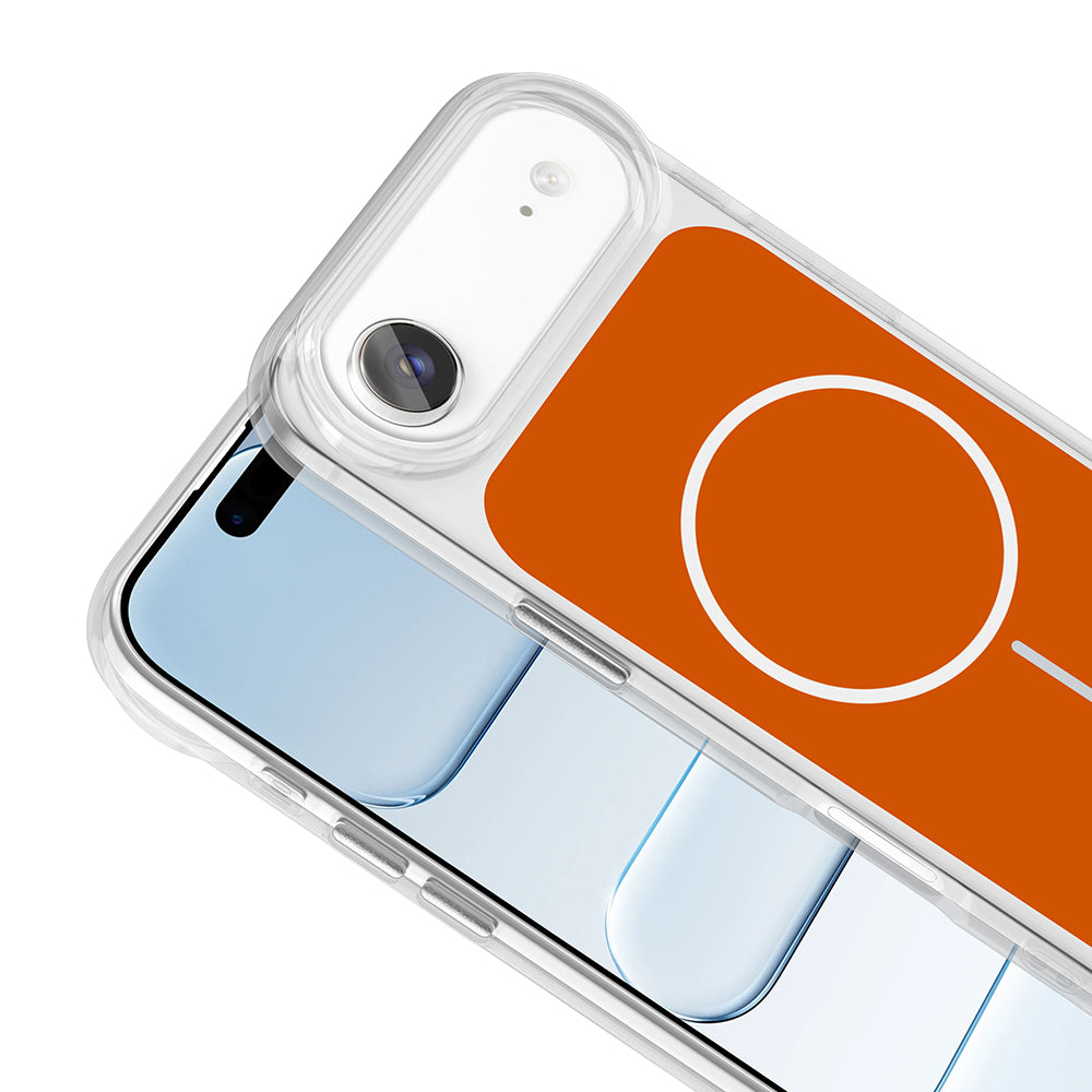 Apple iPhone 17 Air Kılıf Metal Buton Tasarımlı Zore İkonik Sert Silikon Kapak Turuncu