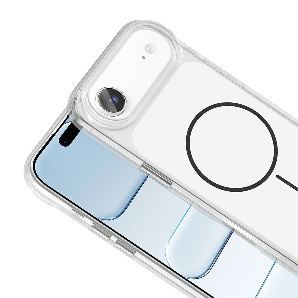 Apple iPhone 17 Air Kılıf Metal Buton Tasarımlı Zore İkonik Sert Silikon Kapak Mavi