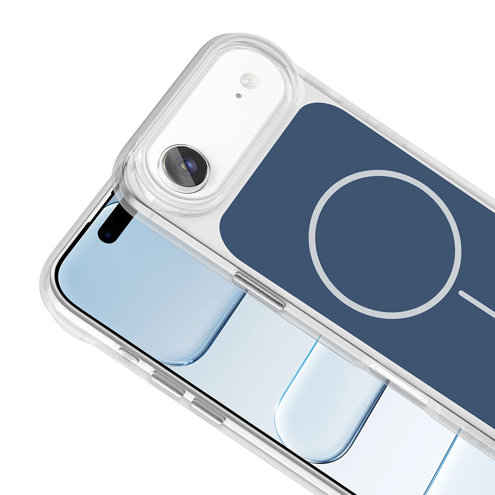 Apple iPhone 17 Air Kılıf Metal Buton Tasarımlı Zore İkonik Sert Silikon Kapak Mavi