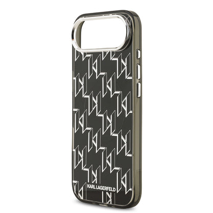 Apple iPhone 17 Air Kılıf Orjinal Lisanslı M-safe Şarj Özellikli Karl Lagerfeld IML Baskılı Monogram Dizayn Kapak Siyah