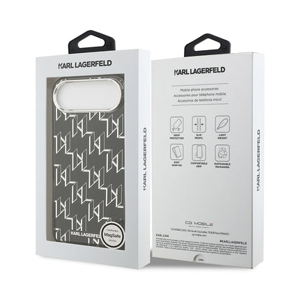 Apple iPhone 17 Air Kılıf Orjinal Lisanslı M-safe Şarj Özellikli Karl Lagerfeld IML Baskılı Monogram Dizayn Kapak Siyah