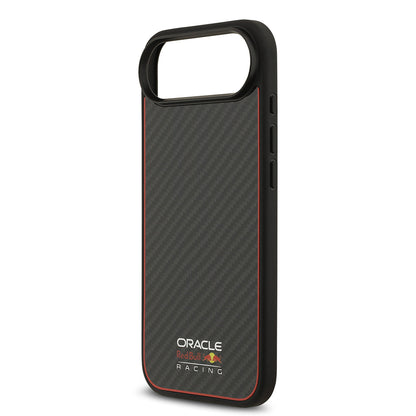 Apple iPhone 17 Air Kılıf Redbull Orjinal Lisanslı M-safe Şarj Özellikli Karbon Fiber Parlayan Logolu Kevlar Kapak Siyah