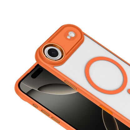 Apple iPhone 17 Air Kılıf Wireless Şarj Özellikli Zore Krom M-safe Silikon Kapak Turuncu