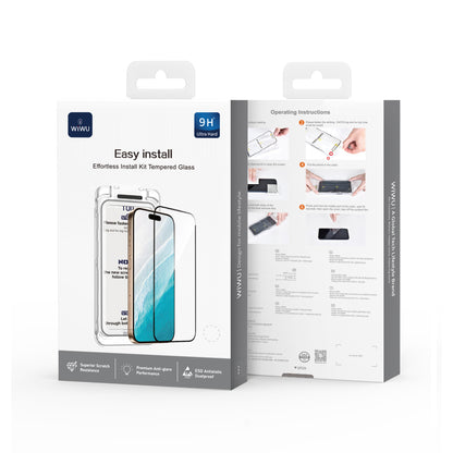 Apple iPhone 17 Air Wiwu SQ-008 Oleofobik Easy Install Darbeye Karşı Dayanıklı Temperli Cam Ekran Koruyucu + Kolay Uygulama Aparatlı Şeffaf