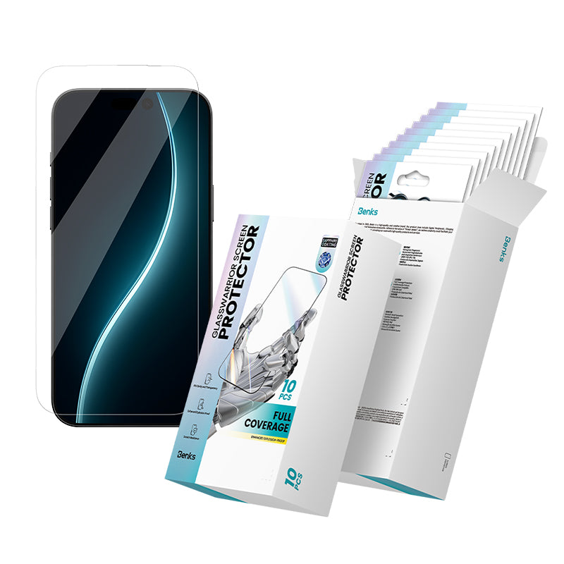 Apple iPhone 17 Benks Glass Warrior Safir Coating 0.3mm Cam Ekran Koruyucu 10'lu Paket Şeffaf