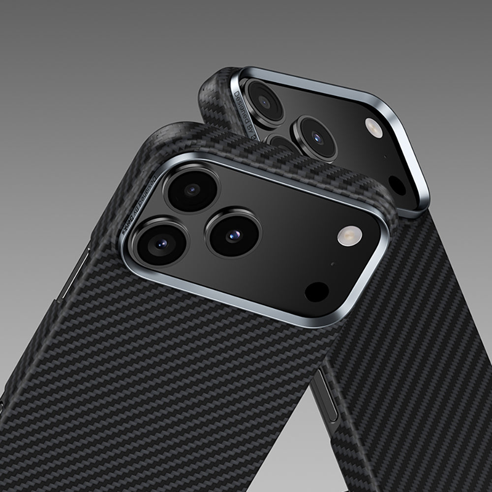 Apple iPhone 17 Kılıf Benks M-safe Şarj Özellikli Metal Kamera Çerçeveli Magnetik ArmorAir 600D Kevlar Fiber Kapak Siyah