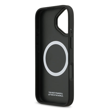 Apple iPhone 17 Kılıf BMW Orjinal Lisanslı M-safe Şarj Özellikli Deri Arka Yüzey Metal Logolu Delikli Şerit Tasarımlı Kapak Mavi