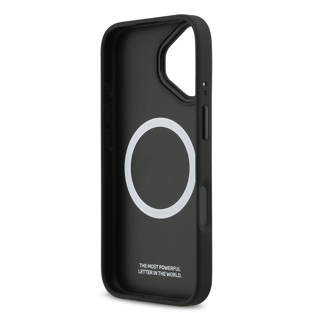 Apple iPhone 17 Kılıf BMW Orjinal Lisanslı M-safe Şarj Özellikli Deri Arka Yüzey Metal Logolu Delikli Şerit Tasarımlı Kapak Lacivert