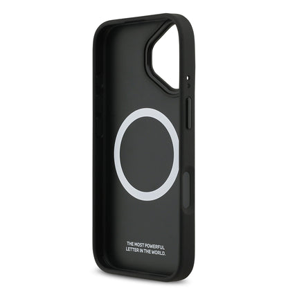 Apple iPhone 17 Kılıf BMW Orjinal Lisanslı M-safe Şarj Özellikli Deri Arka Yüzey Metal Logolu Delikli Şerit Tasarımlı Kapak Lacivert