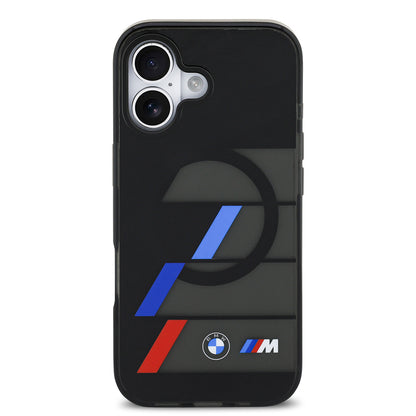 Apple iPhone 17 Kılıf BMW Orjinal Lisanslı M-safe Şarj Özellikli IML Baskılı Üç Renkli M Dizayn Kapak Siyah