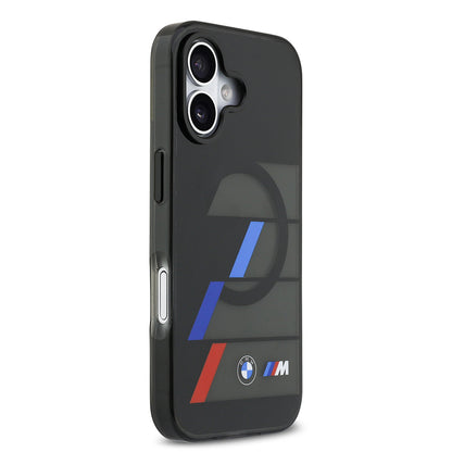 Apple iPhone 17 Kılıf BMW Orjinal Lisanslı M-safe Şarj Özellikli IML Baskılı Üç Renkli M Dizayn Kapak Siyah