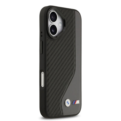 Apple iPhone 17 Kılıf BMW Orjinal Lisanslı M-safe Şarj Özellikli Metal BMW ve M Logolu PU Karbon Tasarımlı Kapak Kırmızı