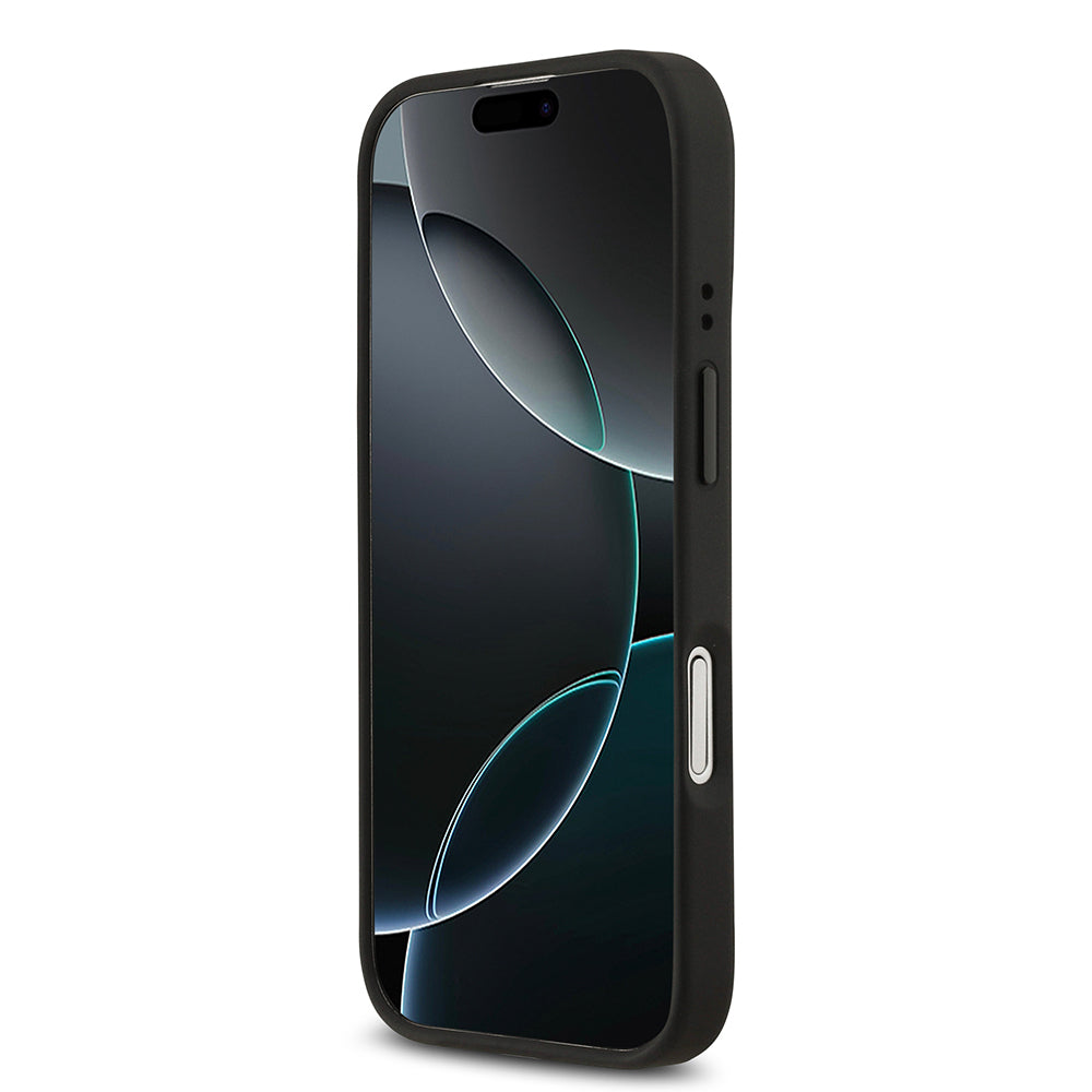 Apple iPhone 17 Kılıf BMW Orjinal Lisanslı M-safe Şarj Özellikli Metal BMW ve M Logolu PU Karbon Tasarımlı Kapak Siyah