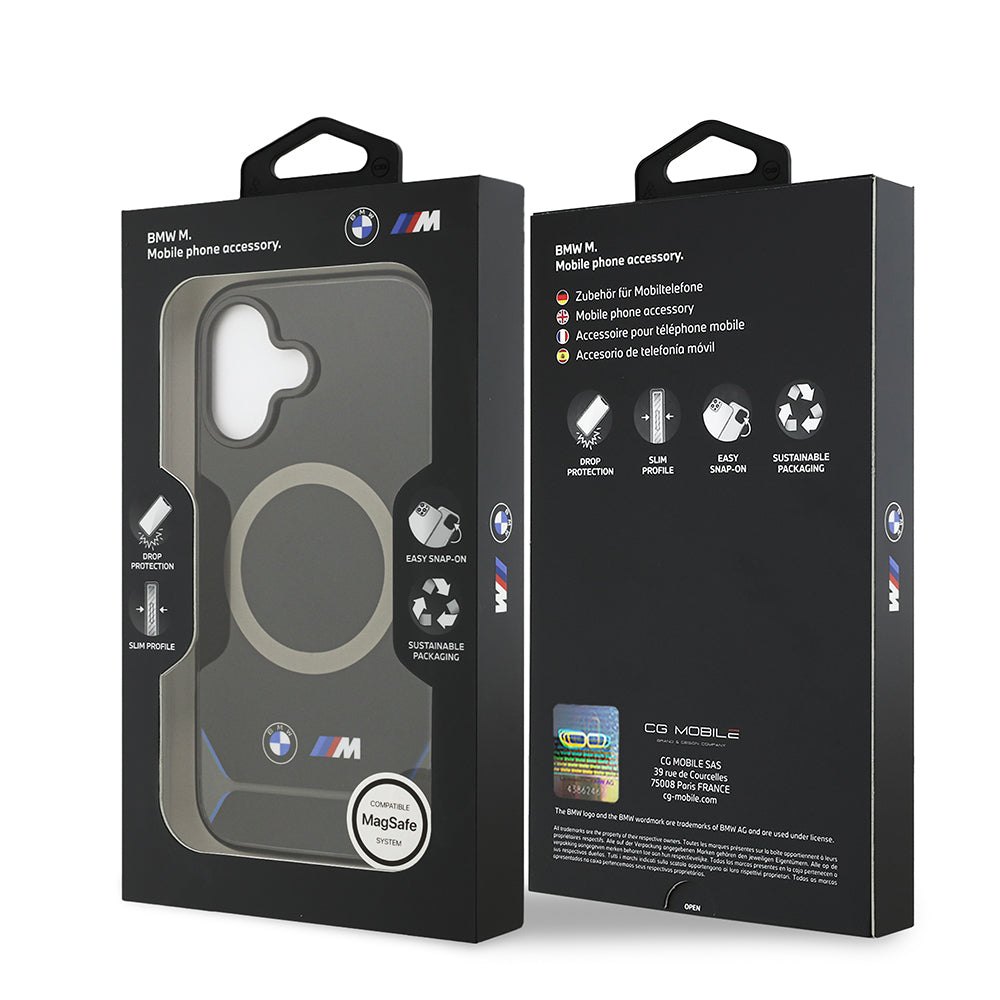 Apple iPhone 17 Kılıf BMW Orjinal Lisanslı M-safe Şarj Özellikli Metal Buton Tasarımlı IML Baskılı M Dizayn Kapak Mavi