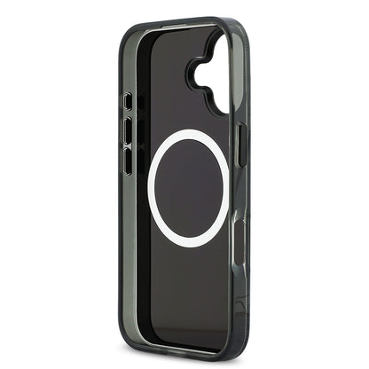 Apple iPhone 17 Kılıf BMW Orjinal Lisanslı M-safe Şarj Özellikli Metal Kamera Butonlu Yatay Şeritli M Dizayn Kapak Gümüş