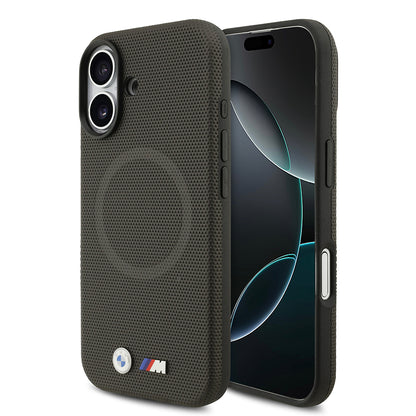 Apple iPhone 17 Kılıf BMW Orjinal Lisanslı M-safe Şarj Özellikli Metal Logolu Delikli M Dizayn Deri Kapak Kırmızı