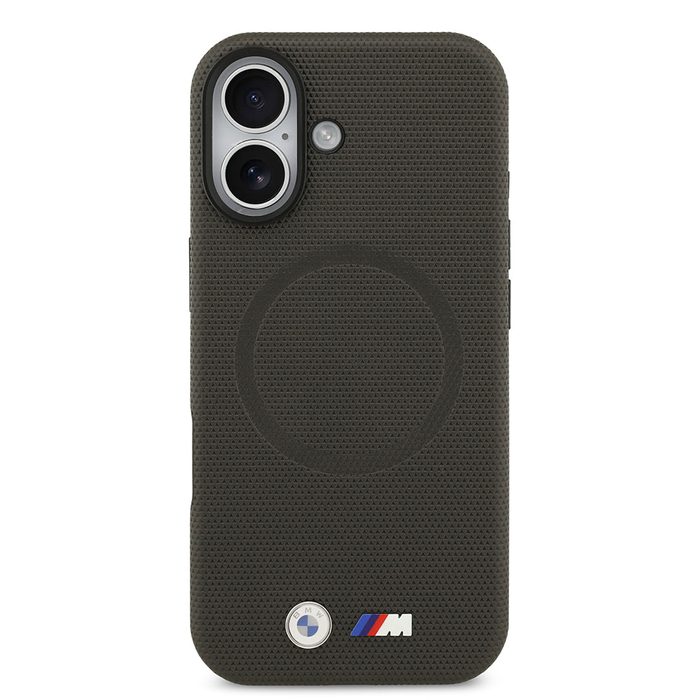 Apple iPhone 17 Kılıf BMW Orjinal Lisanslı M-safe Şarj Özellikli Metal Logolu Delikli M Dizayn Deri Kapak Gri