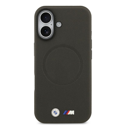 Apple iPhone 17 Kılıf BMW Orjinal Lisanslı M-safe Şarj Özellikli Metal Logolu Delikli M Dizayn Deri Kapak Siyah