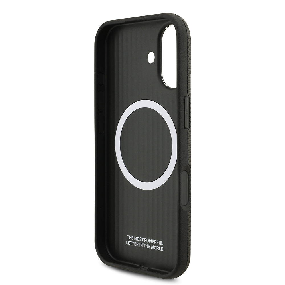 Apple iPhone 17 Kılıf BMW Orjinal Lisanslı M-safe Şarj Özellikli Metal Logolu Delikli M Dizayn Deri Kapak Füme