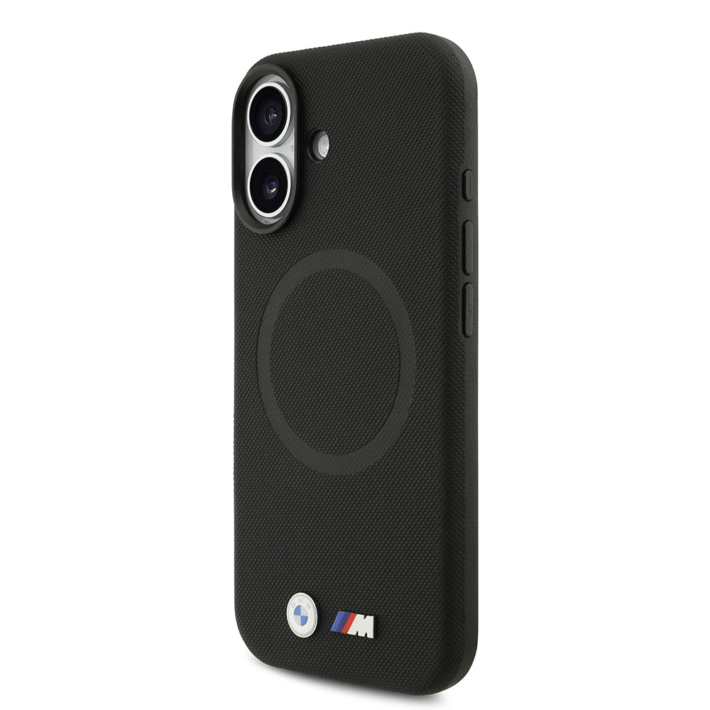 Apple iPhone 17 Kılıf BMW Orjinal Lisanslı M-safe Şarj Özellikli Metal Logolu Delikli M Dizayn Deri Kapak Füme