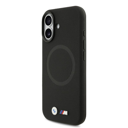 Apple iPhone 17 Kılıf BMW Orjinal Lisanslı M-safe Şarj Özellikli Metal Logolu Delikli M Dizayn Deri Kapak Siyah