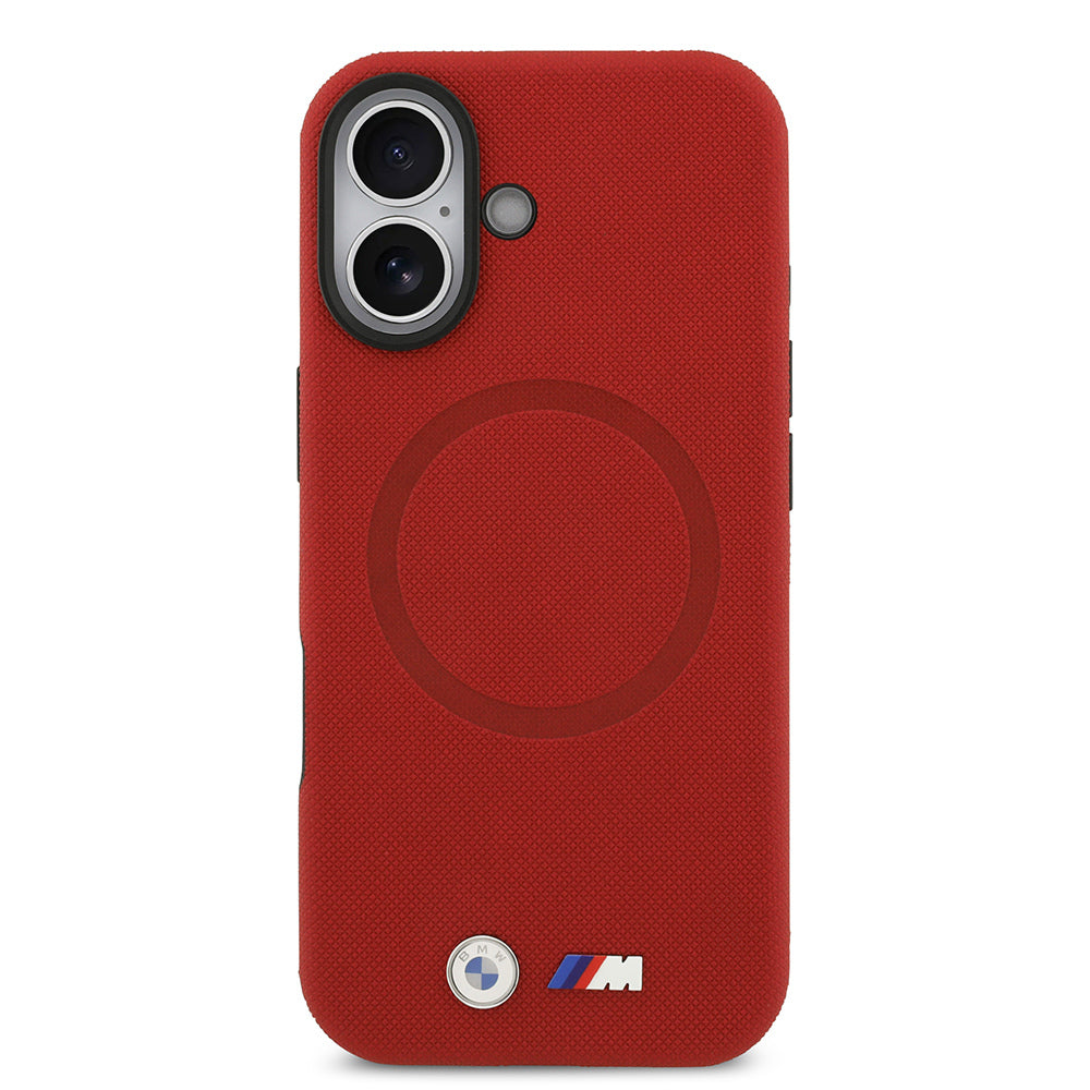 Apple iPhone 17 Kılıf BMW Orjinal Lisanslı M-safe Şarj Özellikli Metal Logolu Delikli M Dizayn Deri Kapak Gri