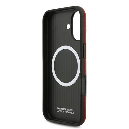 Apple iPhone 17 Kılıf BMW Orjinal Lisanslı M-safe Şarj Özellikli Metal Logolu Delikli M Dizayn Deri Kapak Lacivert