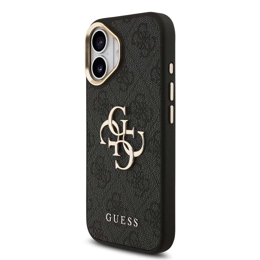 Apple iPhone 17 Kılıf Guess Orjinal Lisanslı 4G Büyük Metal Logolu Kalın Askılı Kapak Siyah