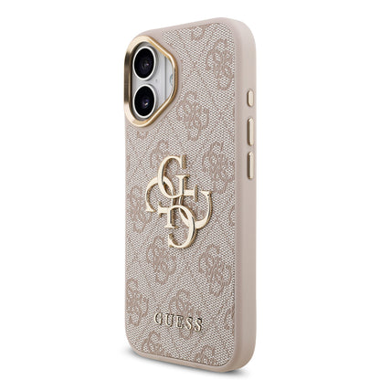 Apple iPhone 17 Kılıf Guess Orjinal Lisanslı 4G Büyük Metal Logolu Kalın Askılı Kapak Pembe