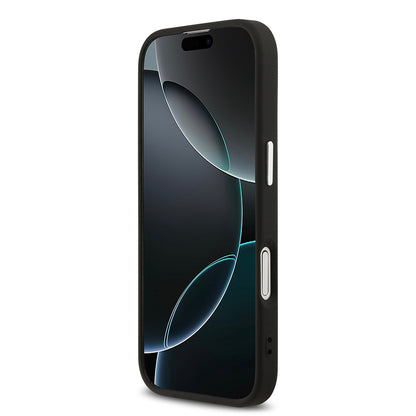 Apple iPhone 17 Kılıf Guess Orjinal Lisanslı M-safe Şarj Özellikli 4G Klasik Yazı Logolu Kapak Siyah