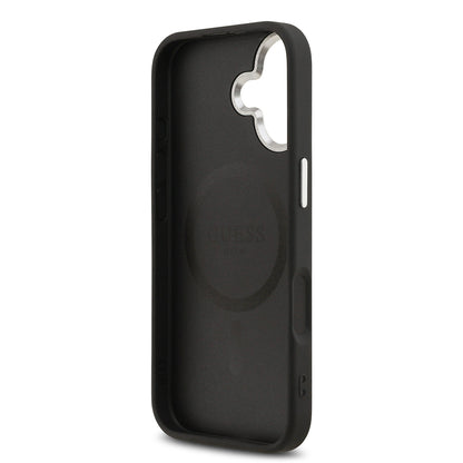 Apple iPhone 17 Kılıf Guess Orjinal Lisanslı M-safe Şarj Özellikli Klasik Yazı Logolu PU Deri Kapak Kahverengi