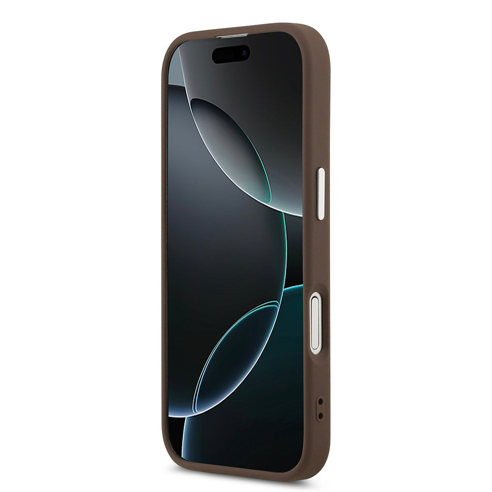 Apple iPhone 17 Kılıf Guess Orjinal Lisanslı M-safe Şarj Özellikli Klasik Yazı Logolu PU Deri Kapak Siyah