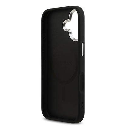 Apple iPhone 17 Kılıf Guess Orjinal Lisanslı M-safe Şarj Özellikli Metal Kamera Çerçeveli Üçgen Logolu Glitter Kapak Gold