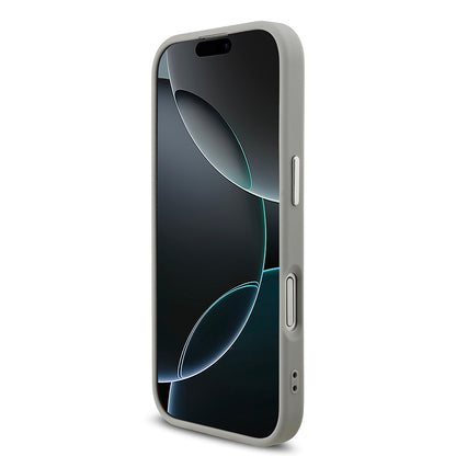 Apple iPhone 17 Kılıf Guess Orjinal Lisanslı M-safe Şarj Özellikli Metal Kamera Çerçeveli Üçgen Logolu Glitter Kapak Pembe