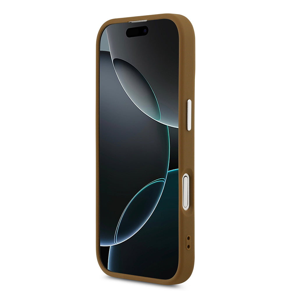 Apple iPhone 17 Kılıf Guess Orjinal Lisanslı M-safe Şarj Özellikli PU Deri Metal Kamera Çerçeveli Üçgen Logolu Kapak  Siyah