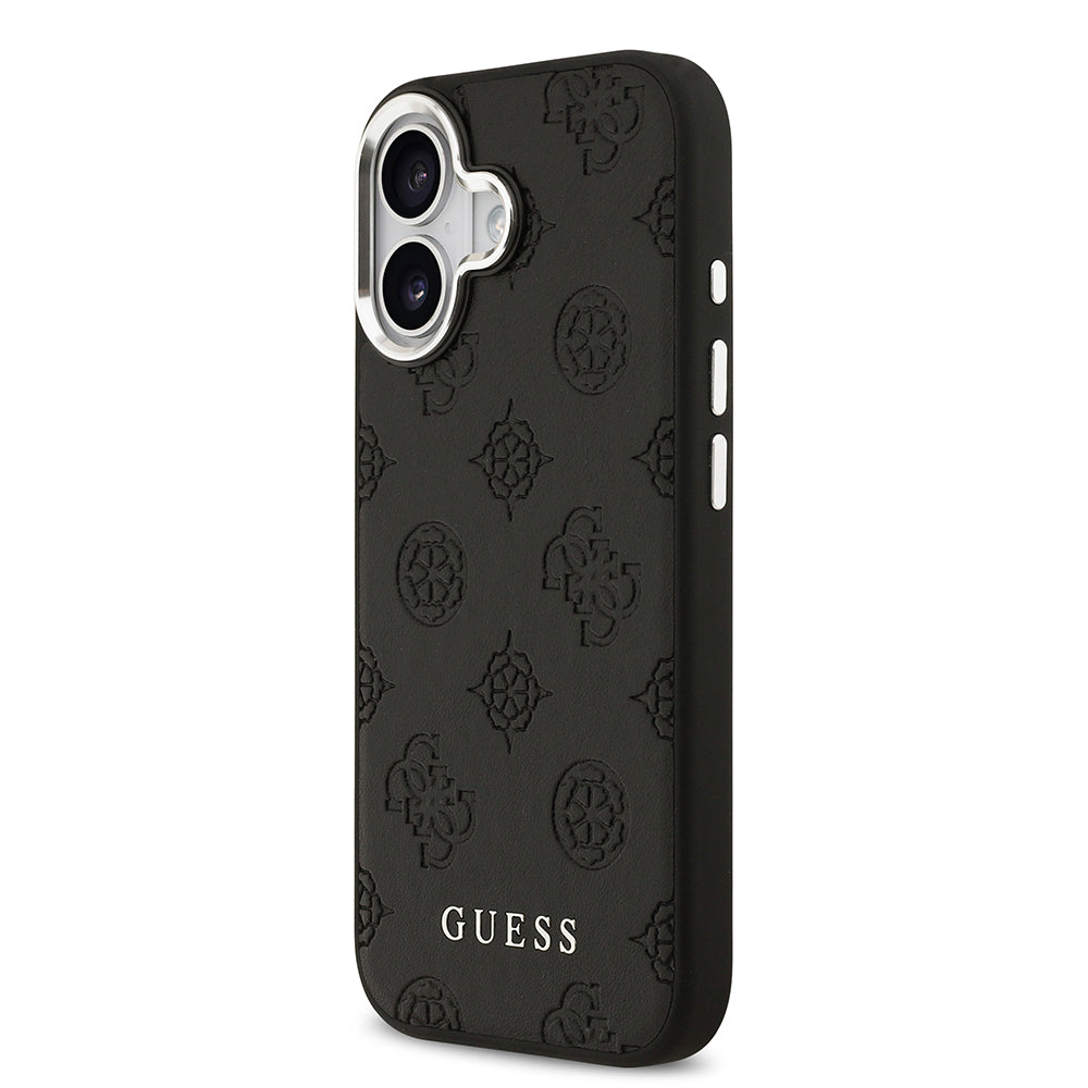 Apple iPhone 17 Kılıf Guess Orjinal Lisanslı M-safe Şarj Özellikli Sıcak Baskılı Klasik Yazı Logolu PU Deri Peony Kapak Bej