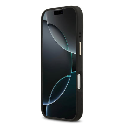 Apple iPhone 17 Kılıf Guess Orjinal Lisanslı M-safe Şarj Özellikli Sıcak Baskılı Yazı Logolu PU Deri Peony Kapak Pembe