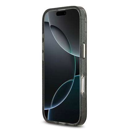 Apple iPhone 17 Kılıf Guess Orjinal Lisanslı M-safe Şarj Özellikli Simli Çiçek Desenli Metal Kamera Çerçeveli Üçgen Logolu Kapak Yeşil