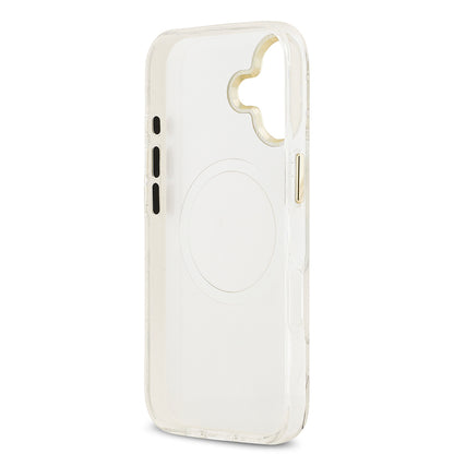 Apple iPhone 17 Kılıf Guess Orjinal Lisanslı M-safe Şarj Özellikli Simli Çiçek Desenli Metal Kamera Çerçeveli Üçgen Logolu Kapak Yeşil