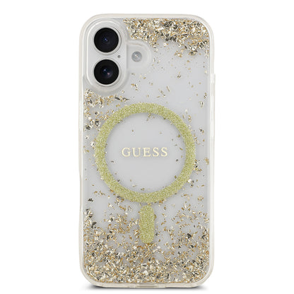 Apple iPhone 17 Kılıf Guess Orjinal Lisanslı M-safe Şarj Özellikli Transparan Resin Bottom Kapak Pembe
