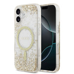 Apple iPhone 17 Kılıf Guess Orjinal Lisanslı M-safe Şarj Özellikli Transparan Resin Bottom Kapak Gold