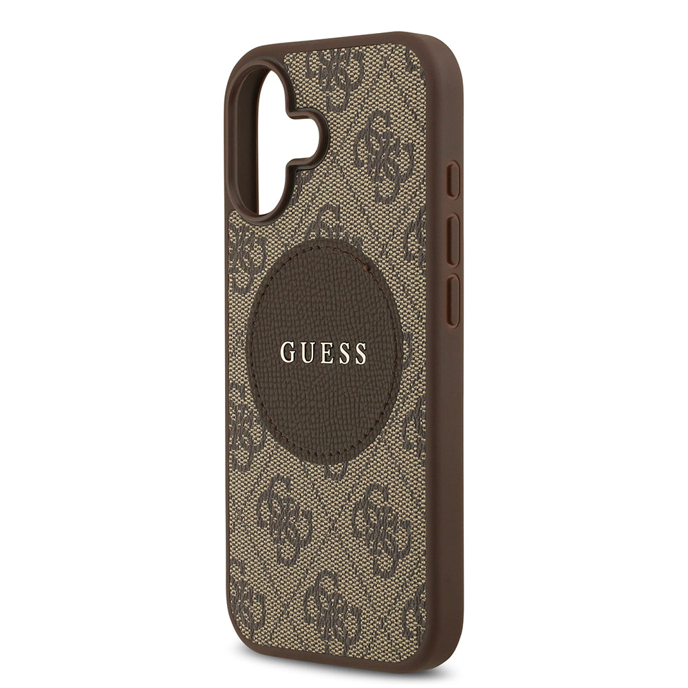 Apple iPhone 17 Kılıf Guess Orjinal Lisanslı M-safe Şarj Özellikli Yazı Logolu Circle Classic Kapak Pembe
