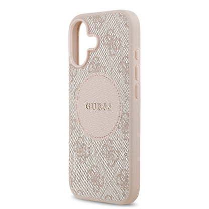 Apple iPhone 17 Kılıf Guess Orjinal Lisanslı M-safe Şarj Özellikli Yazı Logolu Circle Classic Kapak Kahverengi