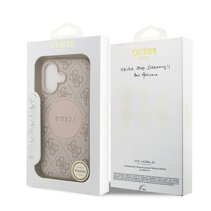 Apple iPhone 17 Kılıf Guess Orjinal Lisanslı M-safe Şarj Özellikli Yazı Logolu Circle Classic Kapak Siyah